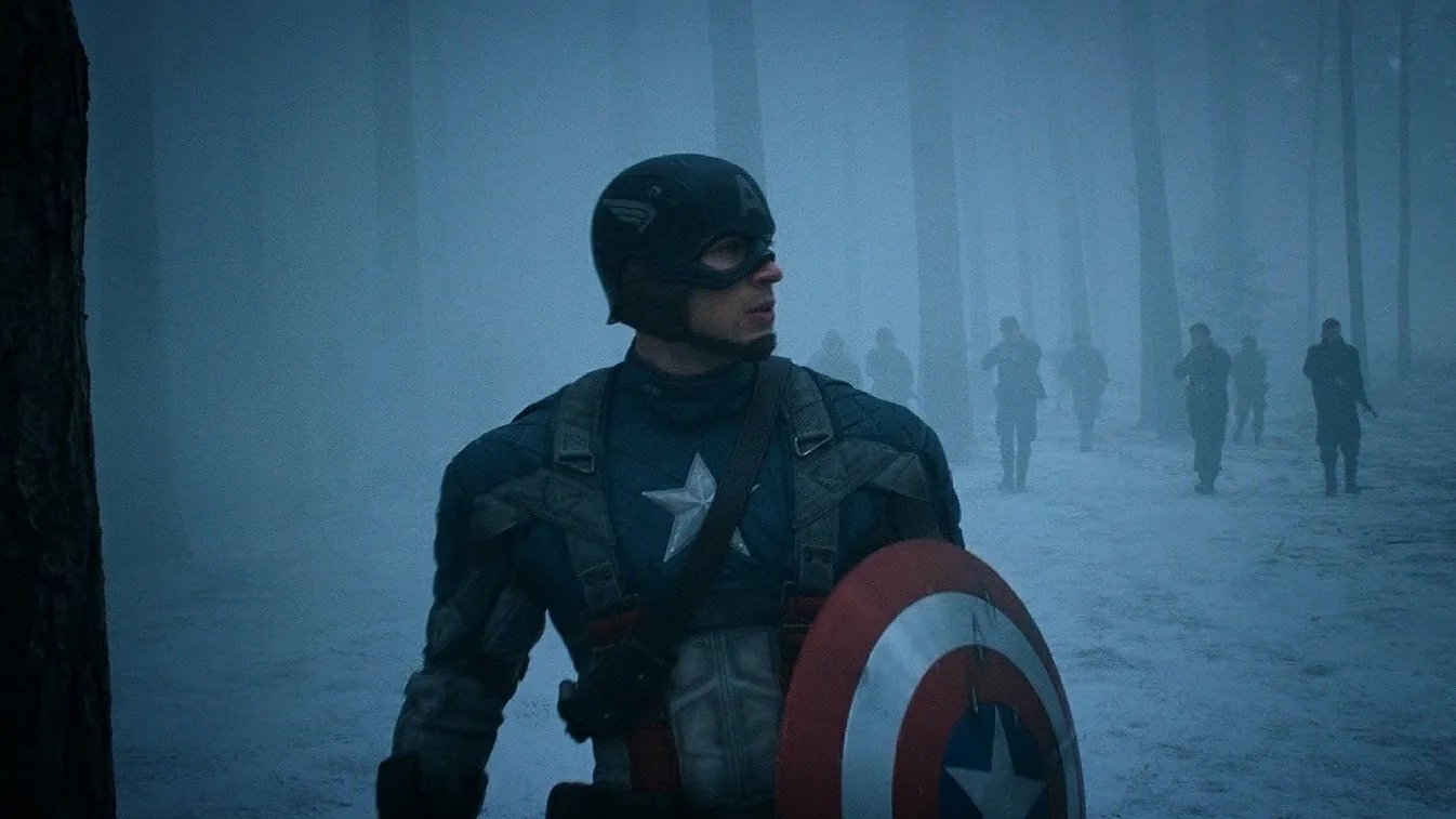 Captain America snowy battlefield background