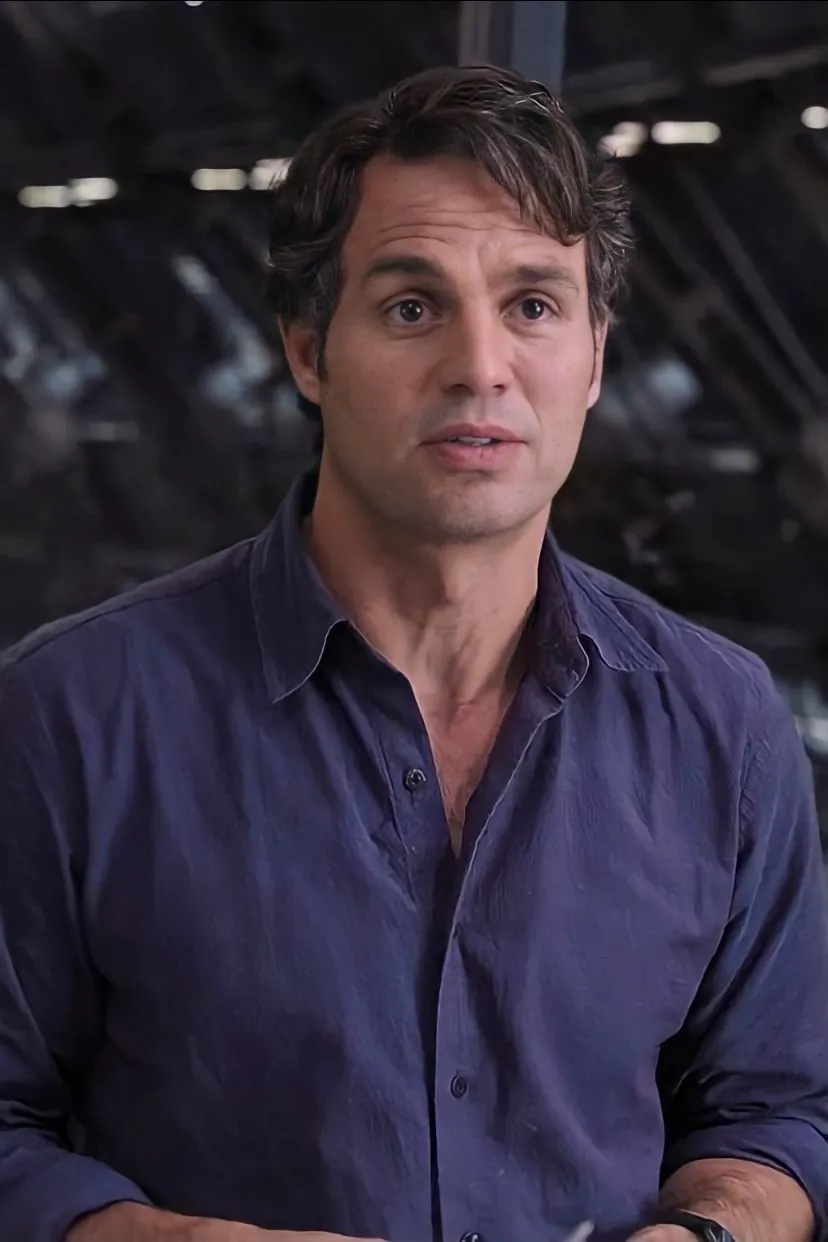 Bruce Banner in a lab setting before the Hulk transformation.