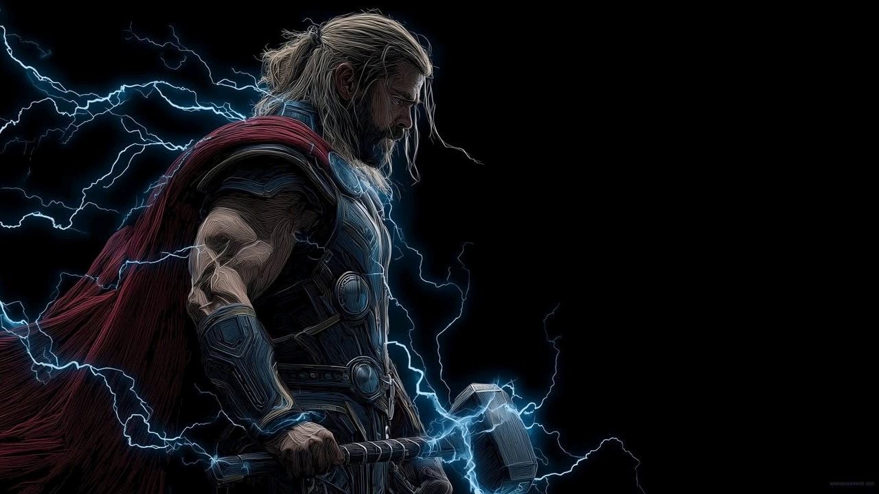 Thor — God of Thunder, wielding Stormbreaker with lightning